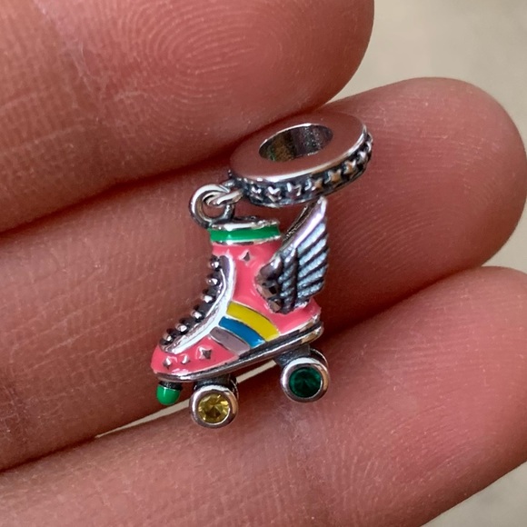 NWOT Colorful Roller Skate Wings Dangle Charm Pendant Sterling Silver 925 - Picture 8 of 16